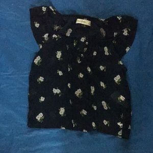 Navy blue floral Abercrombie and Fitch blouse